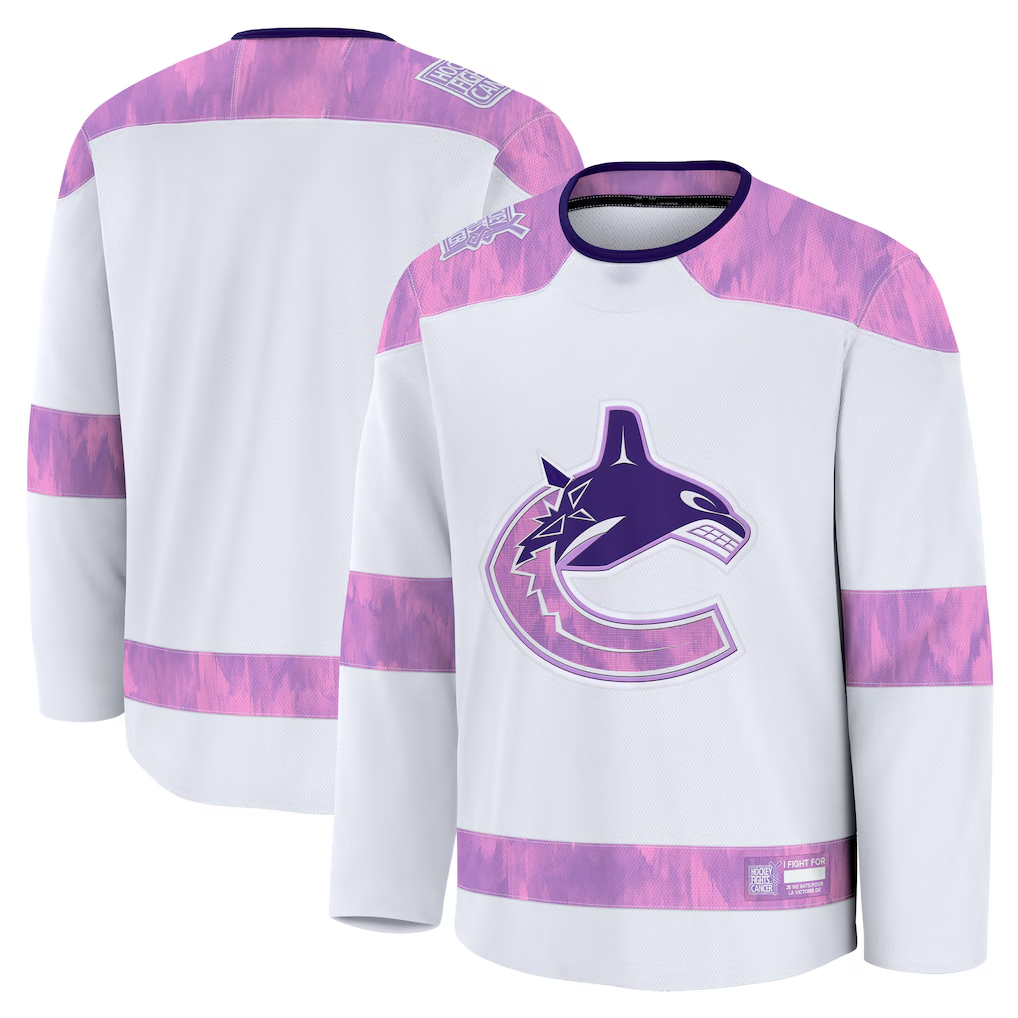 Blackjersey V.Canucks White 2024 Hockey Fights Cancer Practice Jerseys
