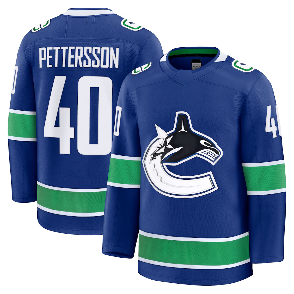Blackjersey V.Canucks #40 Elias Pettersson Blue Home Premium Jerseys