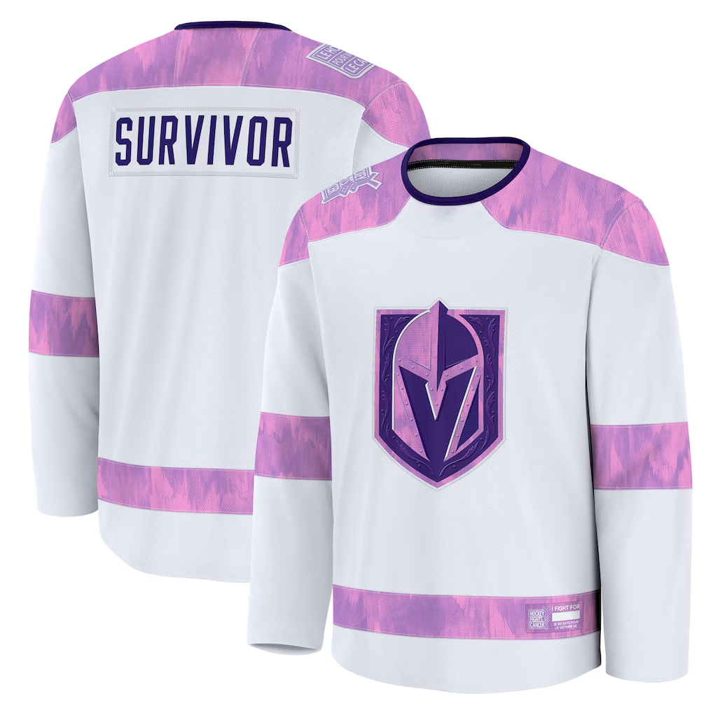 Blackjersey VG.Knights White Hockey Fights Cancer Survivor Practice Jerseys