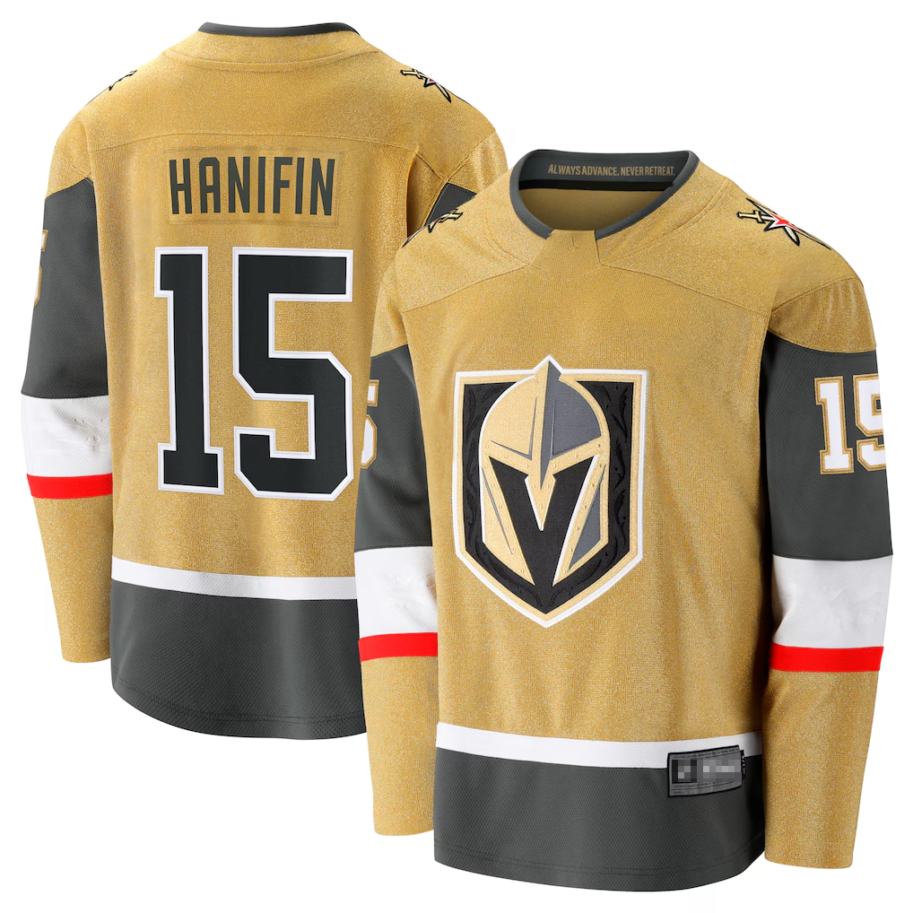 Blackjersey VG.Knights #15 Noah Hanifin Gold Home Breakaway Jerseys