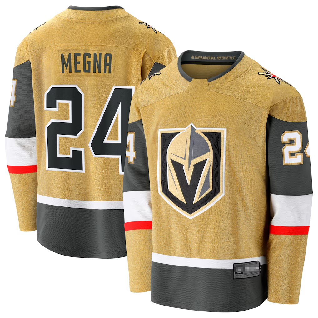 Blackjersey VG.Knights #24 Jaycob Megna Gold Home Breakaway Jerseys