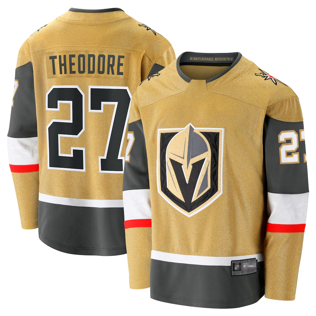 Blackjersey VG.Knights #27 Shea Theodore Gold Home Breakaway Jerseys