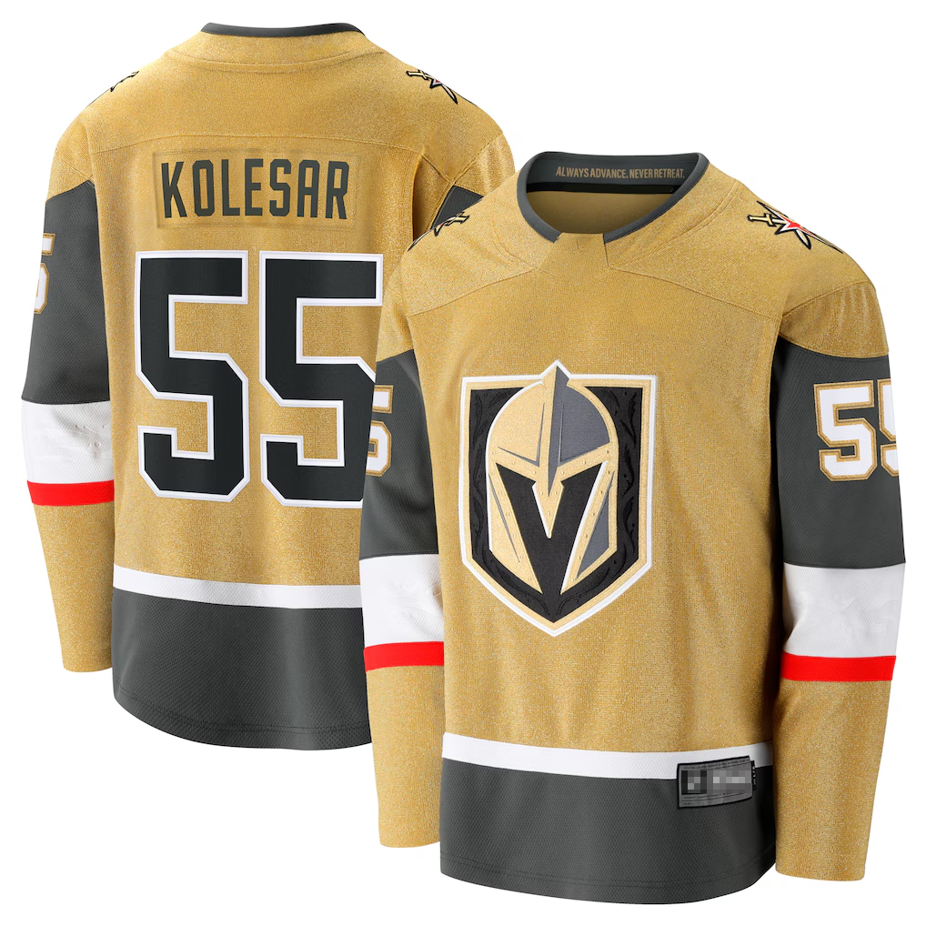Blackjersey VG.Knights #55 Keegan Kolesar Gold Home Breakaway Jerseys