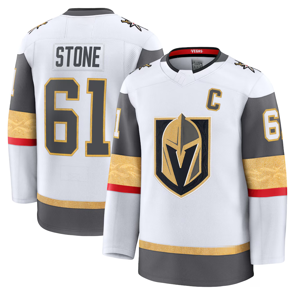 Blackjersey VG.Knights #61 Mark Stone White Away Premium Jerseys