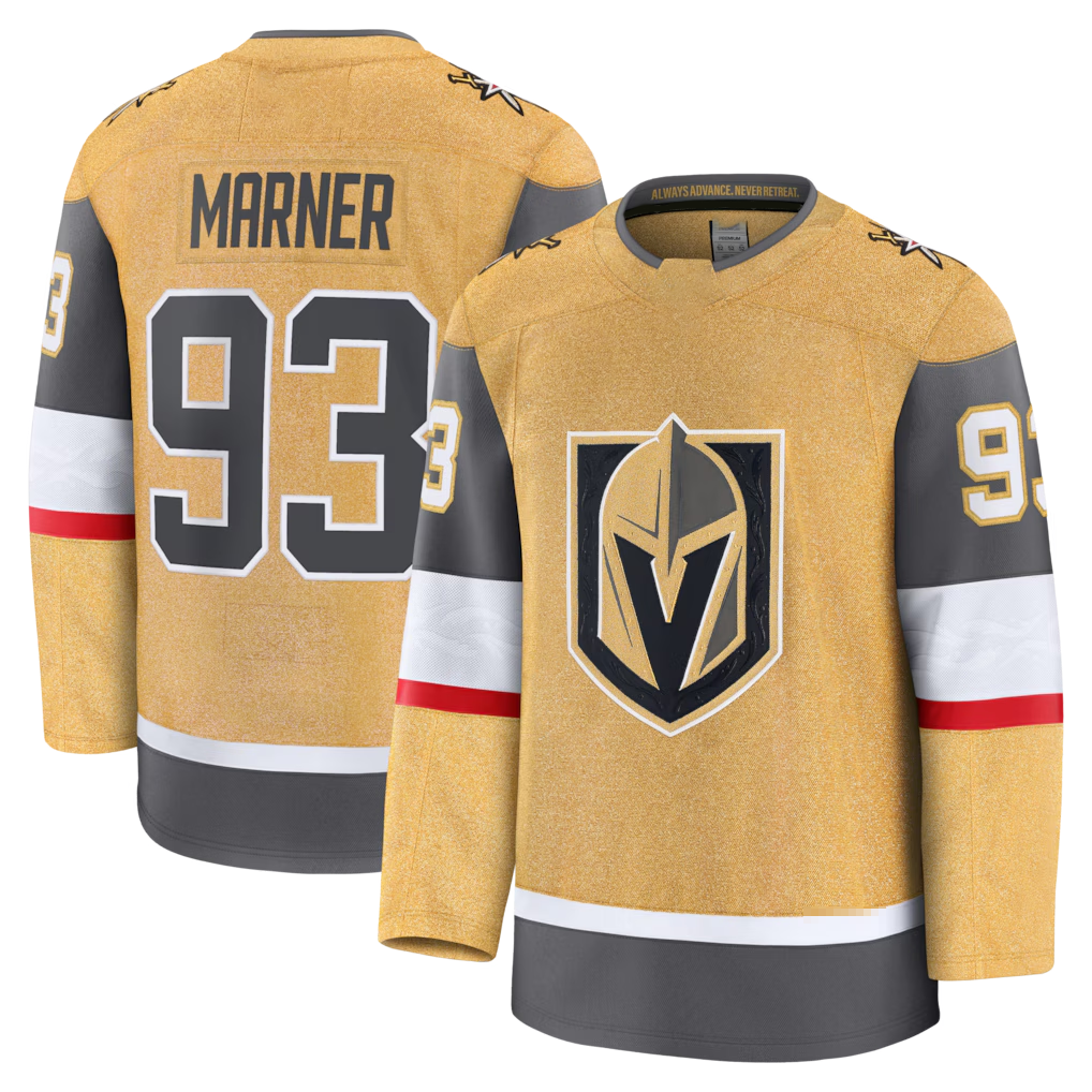 Blackjersey VG.Knights #93 Mitch Marner Gold Home Premium Jerseys