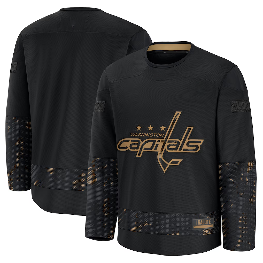 Blackjersey W.Capitals Black 2024 Military Appreciation Practice Jerseys