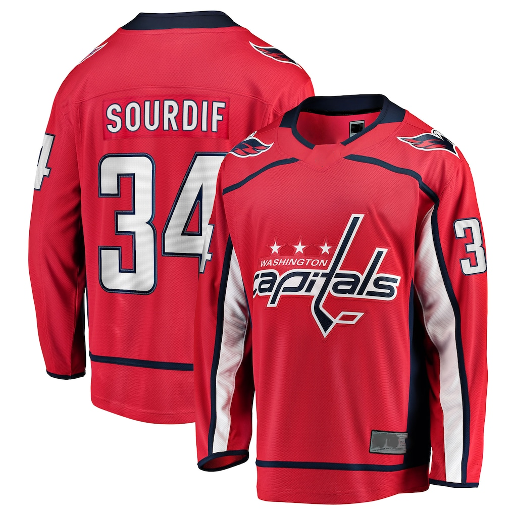 Blackjersey W.Capitals #34 Justin Sourdif Red Home Breakaway Jerseys