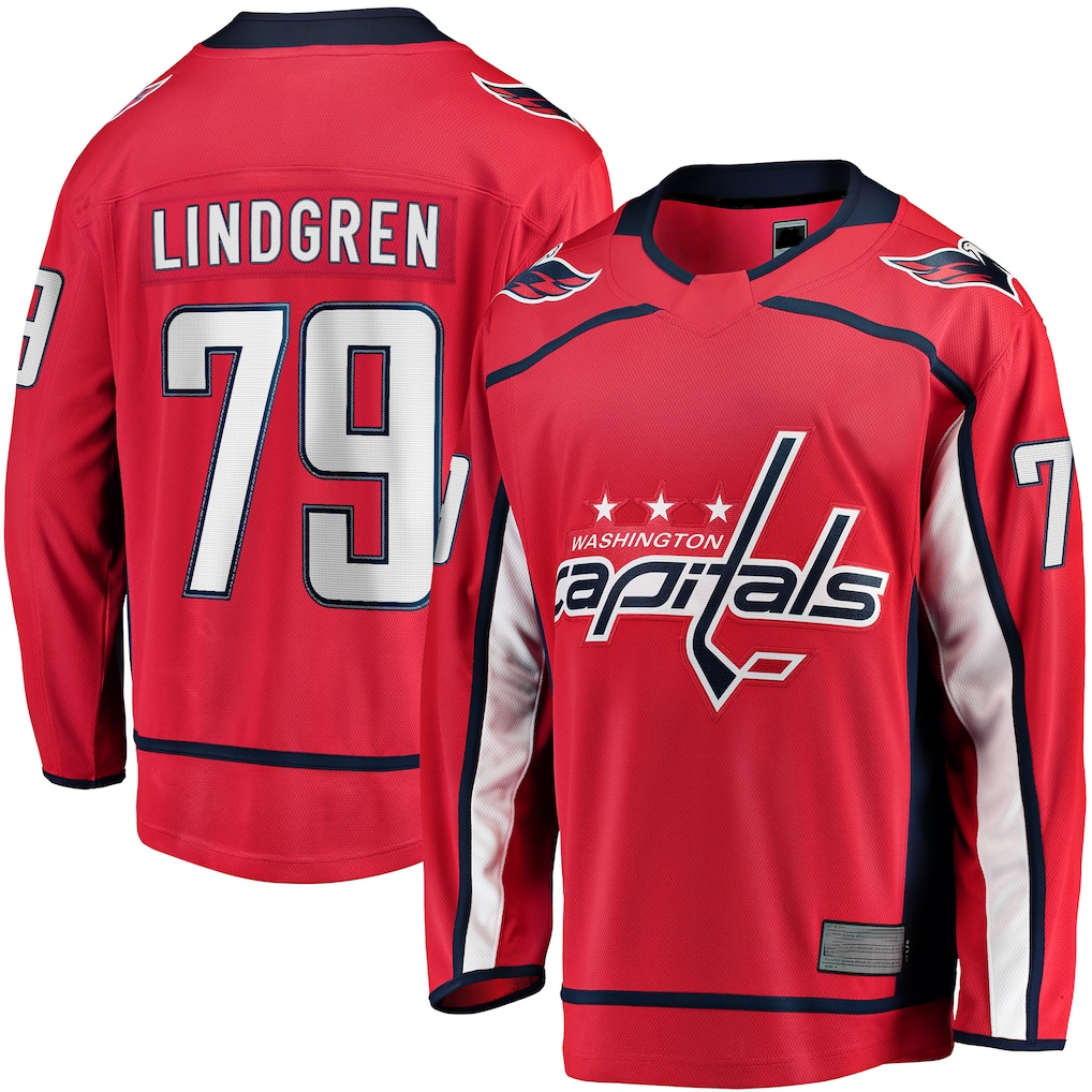Blackjersey W.Capitals #79 Charlie Lindgren Red Home Breakaway Player Jerseys