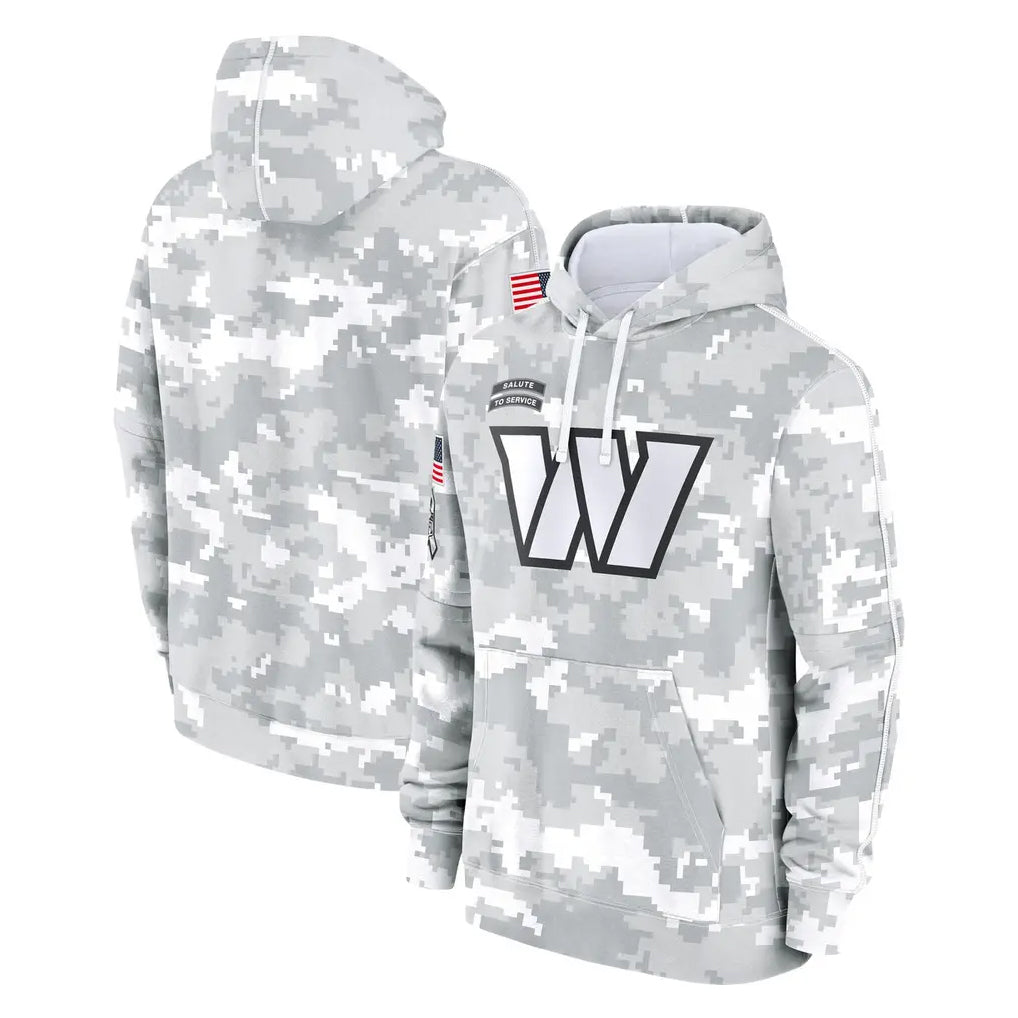 Blackjersey W.Commanders Arctic Camo Limited Salute to Service Pullover Hoodies Game Blank Player Stitched Jerseys