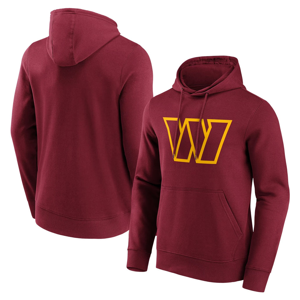 Blackjersey W.Commanders Burgundy LOGO Pullover Hoodies Game Blank Player Stitched Jerseys