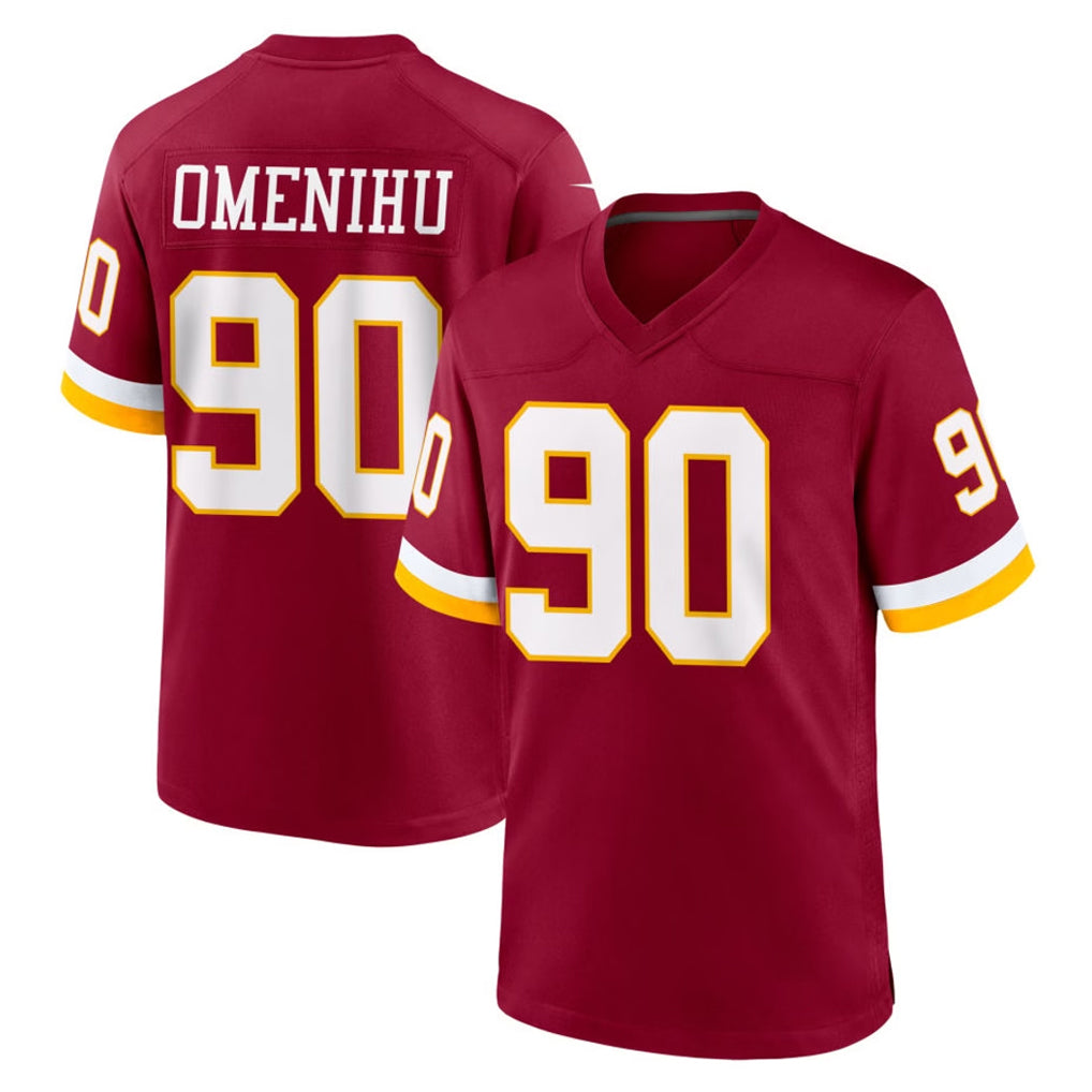 Blackjersey W.Commanders #90 Charles Omenihu Player Burgundy Game Home Stitched Jerseys
