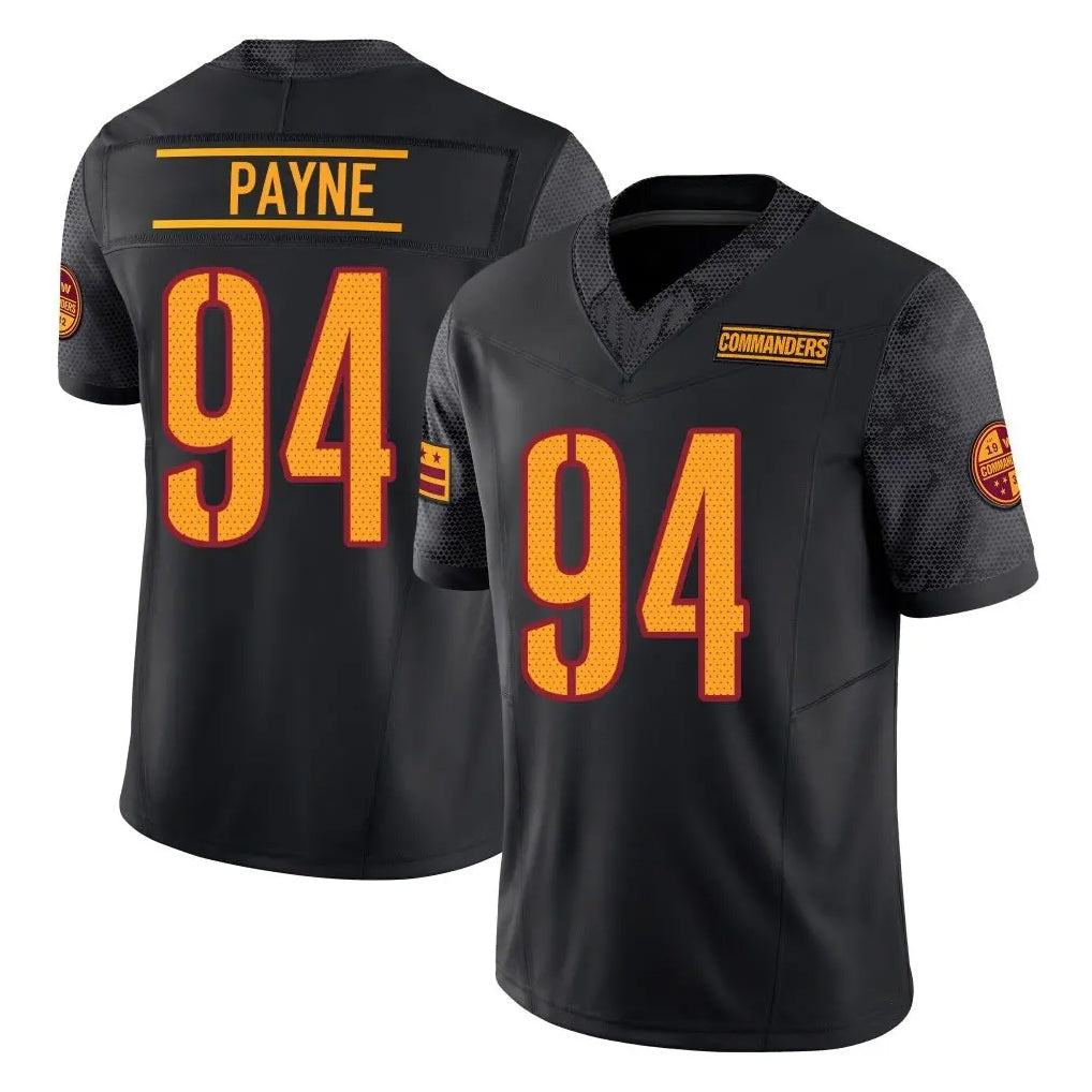 Blackjersey W.Commanders #94 Daron Payne Player Black Limited Vapor F.U.S.E. Home Game Stitched Jerseys