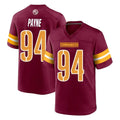 Blackjersey W.Commanders #94 Daron Payne Player Burgundy Home Game Stitched Jerseys