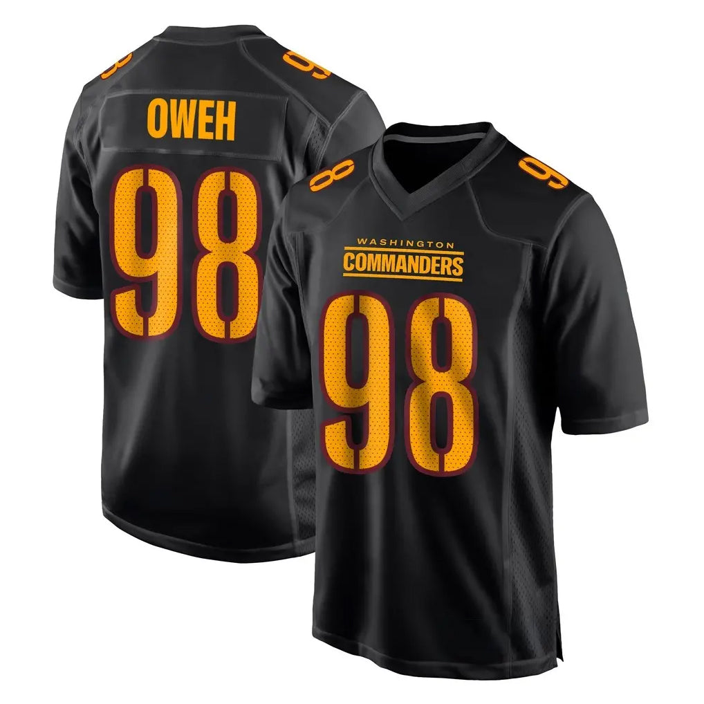 Blackjersey W.Commanders #98 Odafe Oweh Player Black Carbon Fashion Home Game Stitched Jerseys