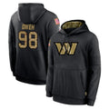 Blackjersey W.Commanders #98 Odafe Oweh Player Black Salute to Service Performance Pullover Hoodies Home Game Stitched Jerseys