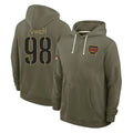 Blackjersey W.Commanders #98 Odafe Oweh Player Olive Salute to Service Pullover Hoodies Limited Home Stitched Jerseys