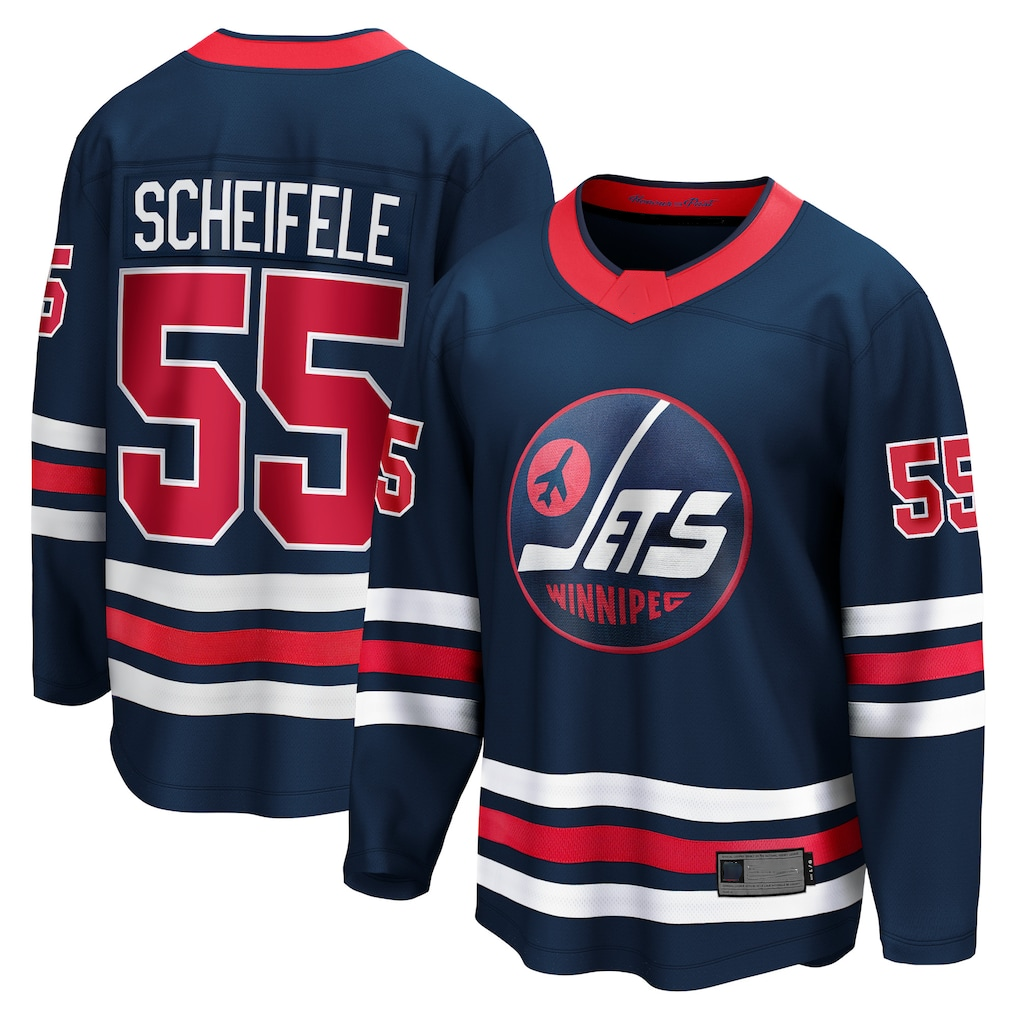 Blackjersey W.Jets #55 Mark Scheifele Navy Breakaway Jerseys