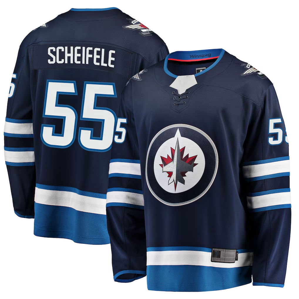 Blackjersey W.Jets #55 Mark Scheifele Navy Breakaway Replica Jerseys