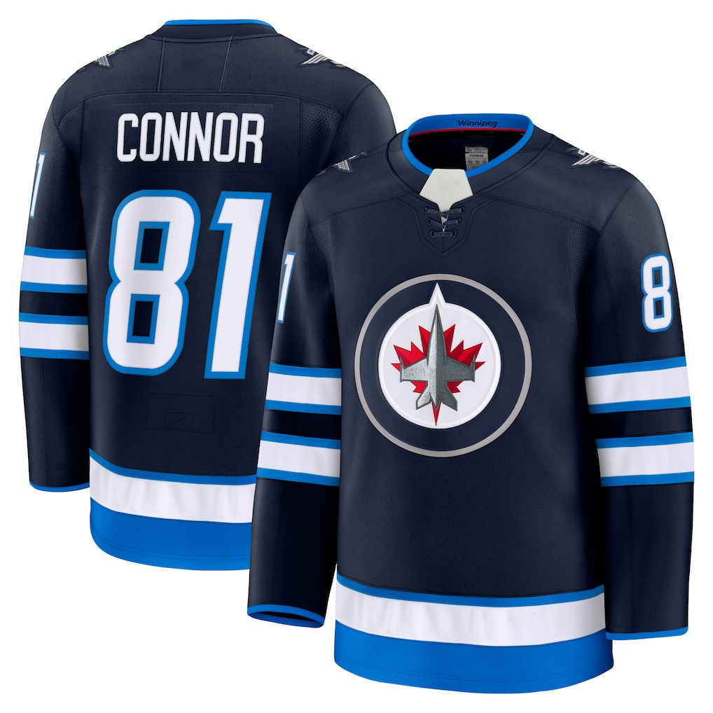 Blackjersey W.Jets #81 Kyle Connor Navy Home Premium Jerseys