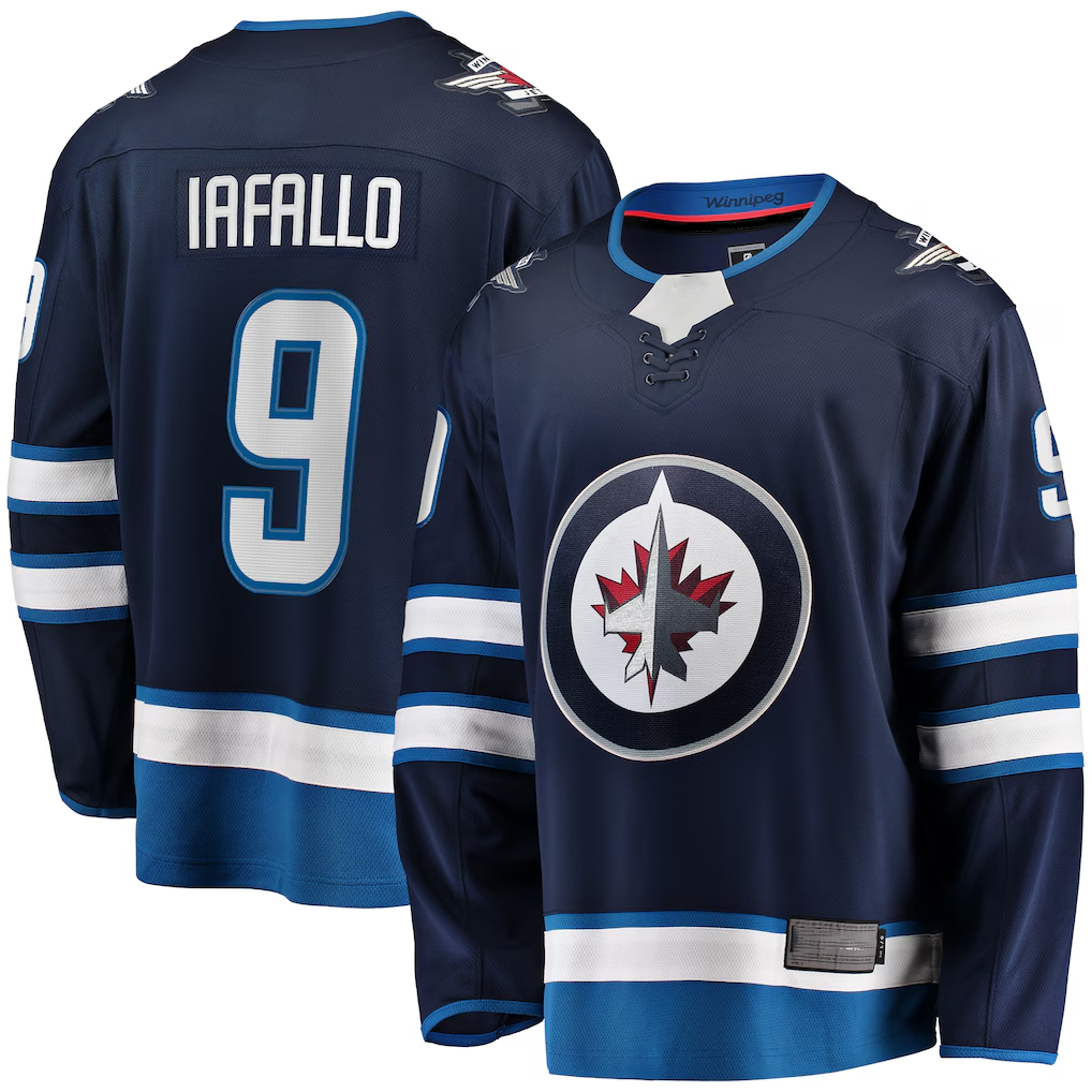 Blackjersey W.Jets #9 Alex Iafallo Navy Home Premier Breakaway Player Jerseys