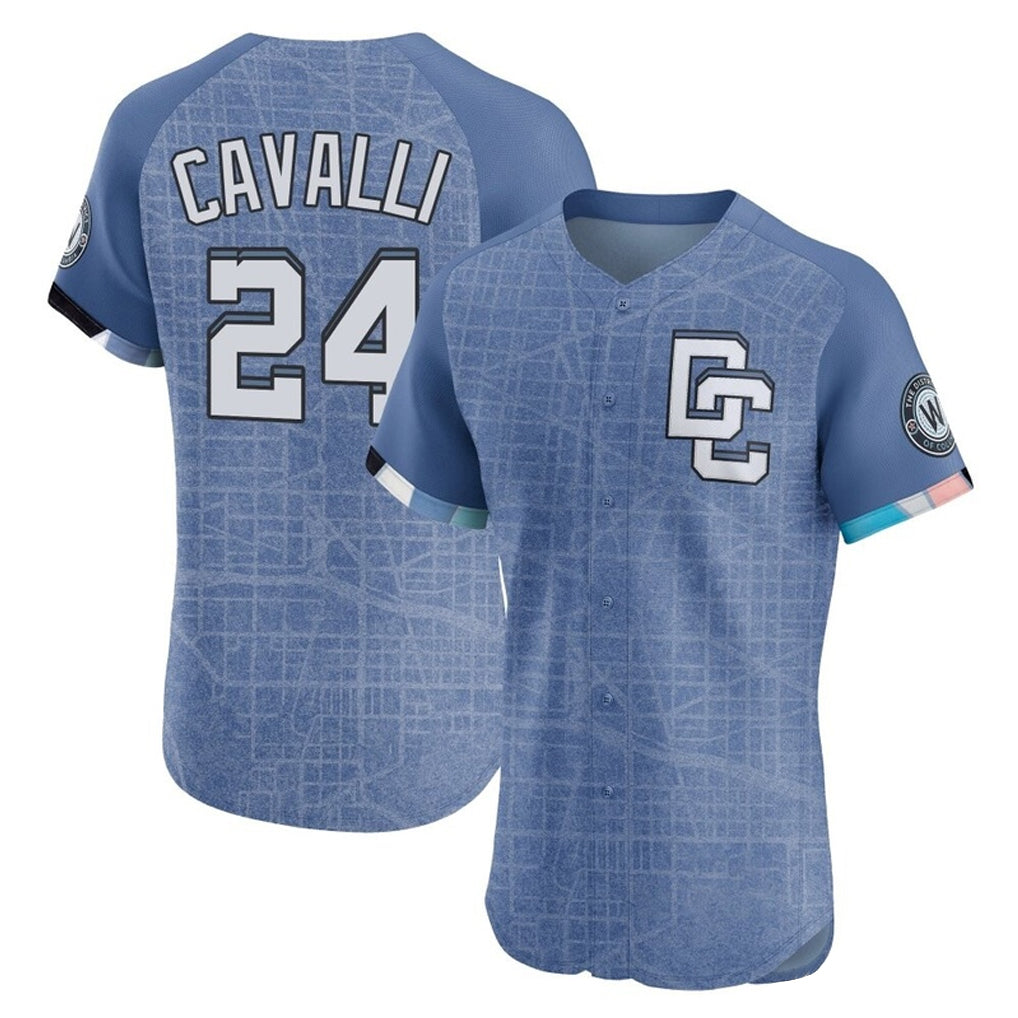 Blackjersey W.Nationals #24 Cade Cavalli Player Blue City Connect Elite Limited Stitched Jerseys