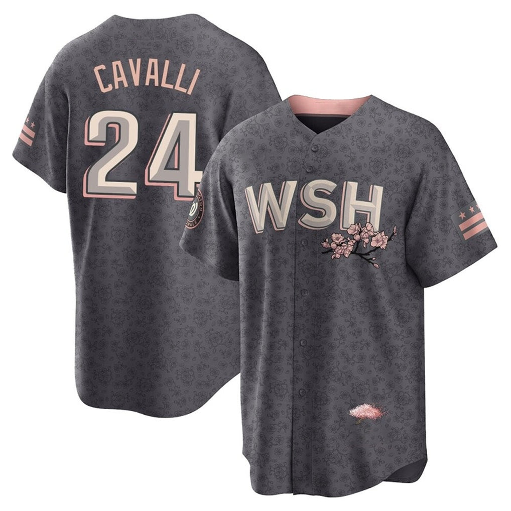 Blackjersey W.Nationals #24 Cade Cavalli Player Gray City Connect Stitched Jerseys