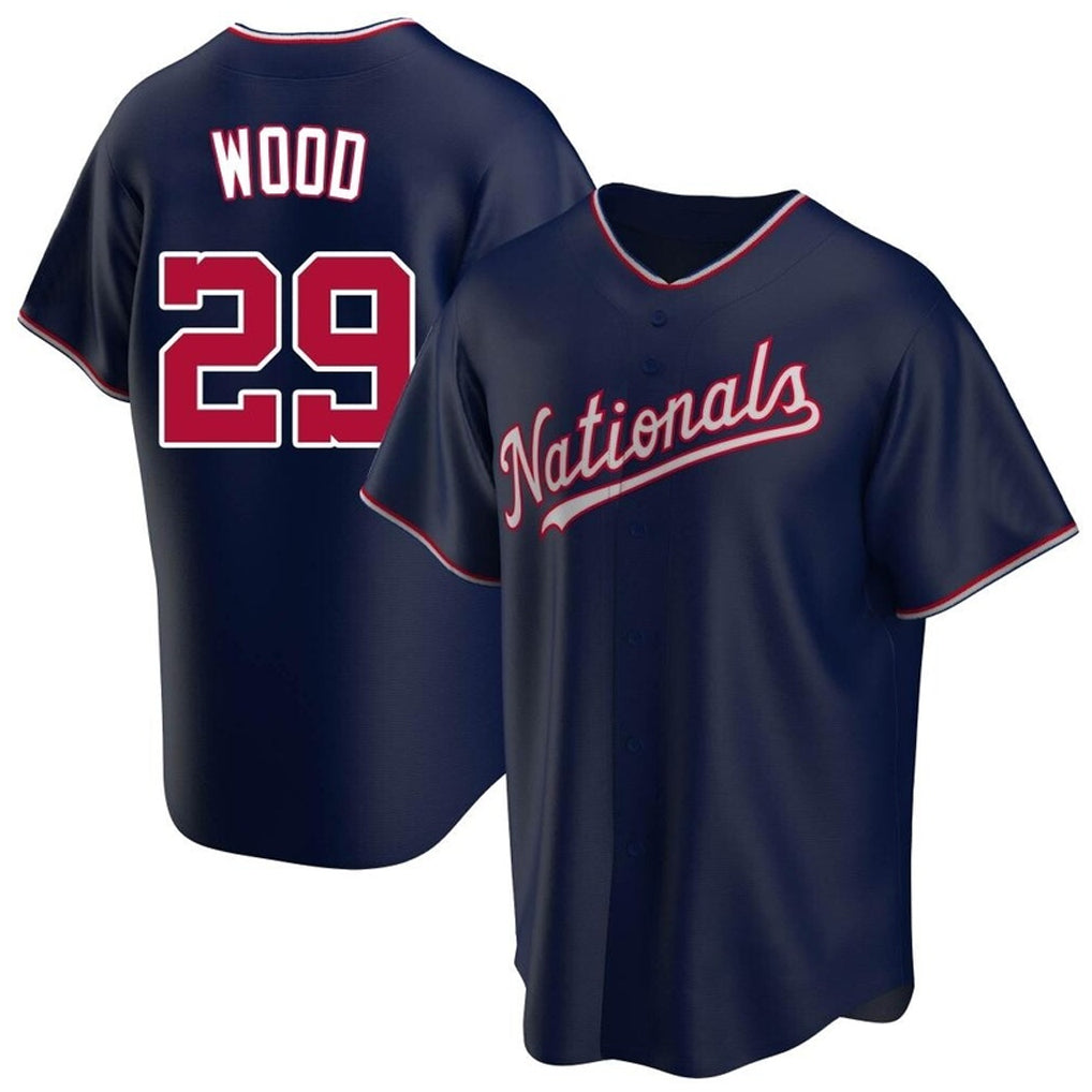 Blackjersey W.Nationals #29 James Wood Player Navy Blue Replica Game Stitched Jerseys