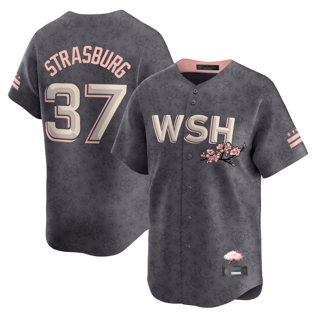 Blackjersey W.Nationals #37 Stephen Strasburg Player Gray City Connect Stitched Jerseys