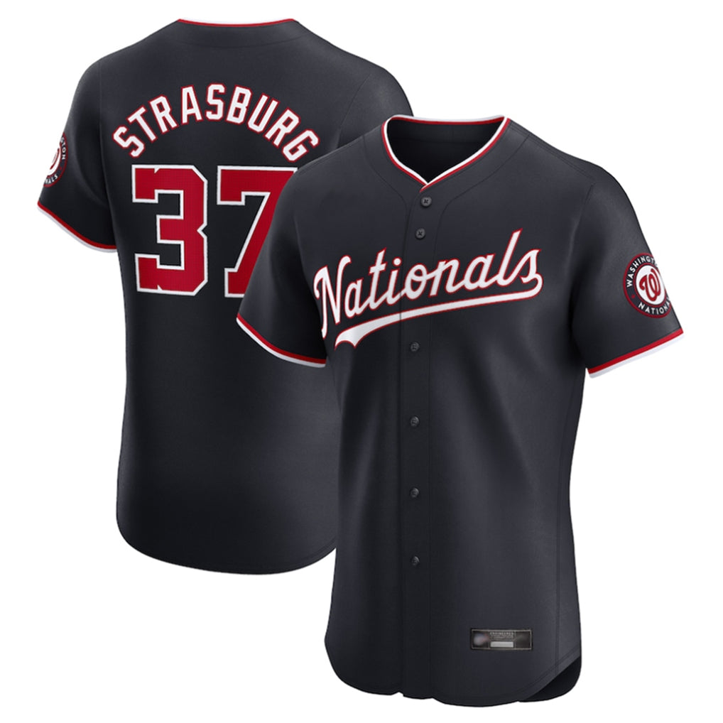 Blackjersey W.Nationals #37 Stephen Strasburg Player Navy Elite Stitched Jerseys