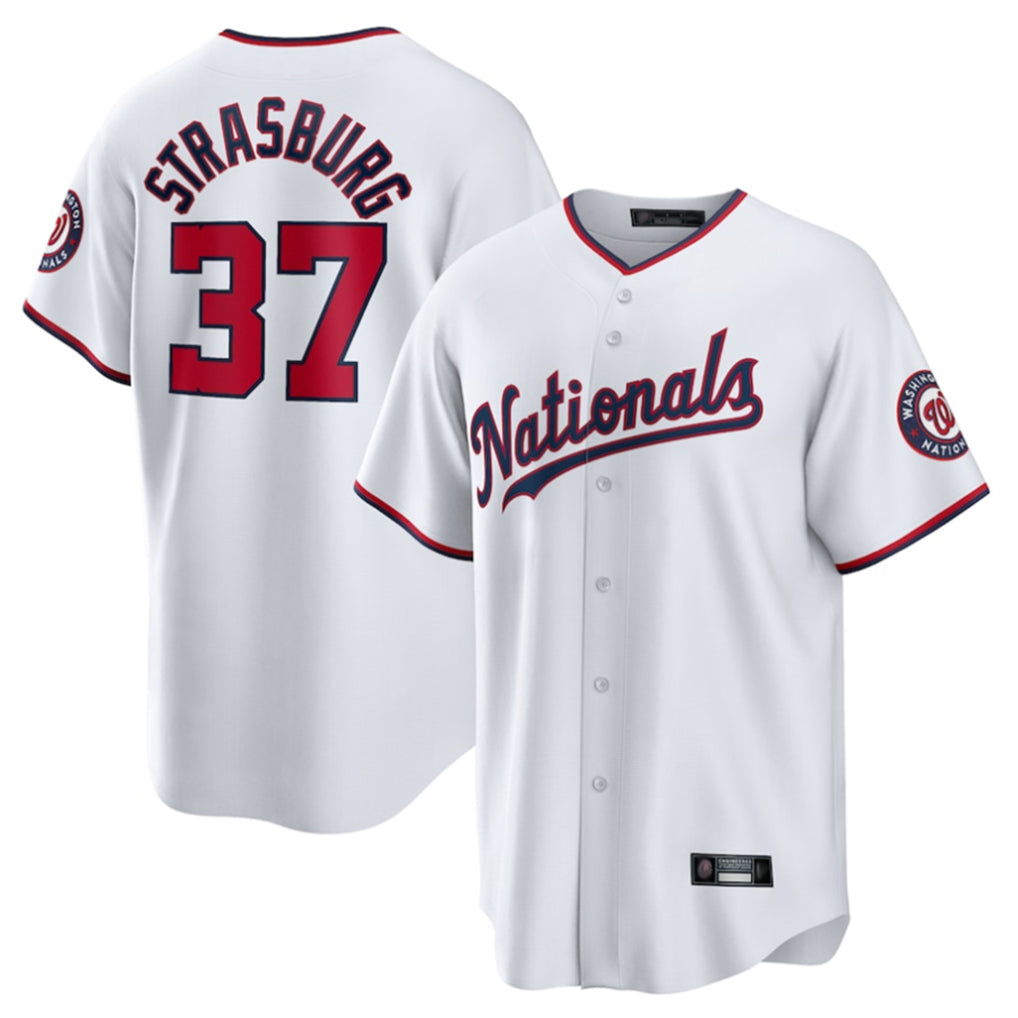Blackjersey W.Nationals #37 Stephen Strasburg Player White Home Game Stitched Jerseys
