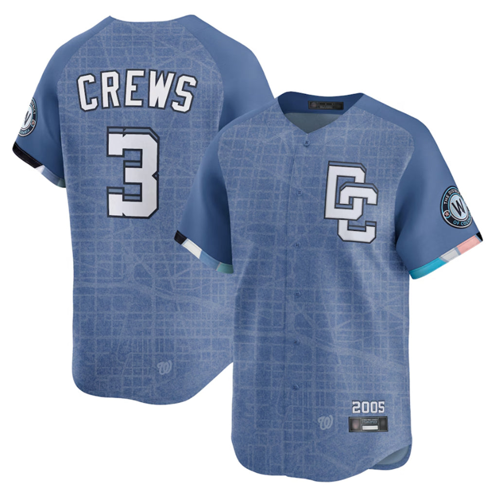 Blackjersey W.Nationals #3 Dylan Crews Player Blue Limited City Connect Stitched Jerseys