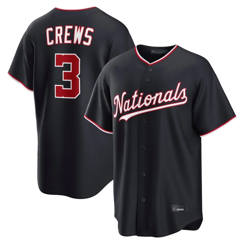 Blackjersey W.Nationals #3 Dylan Crews Player Navy Game Stitched Jerseys