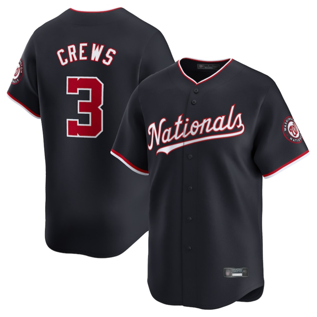 Blackjersey W.Nationals #3 Dylan Crews Player Navy Limited Stitched Jerseys