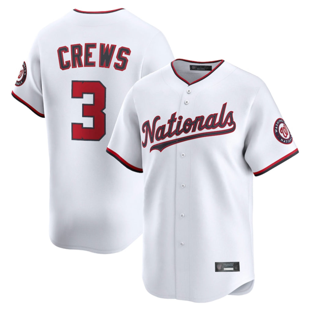 Blackjersey W.Nationals #3 Dylan Crews Player White Limited Replica Stitched  Jerseys