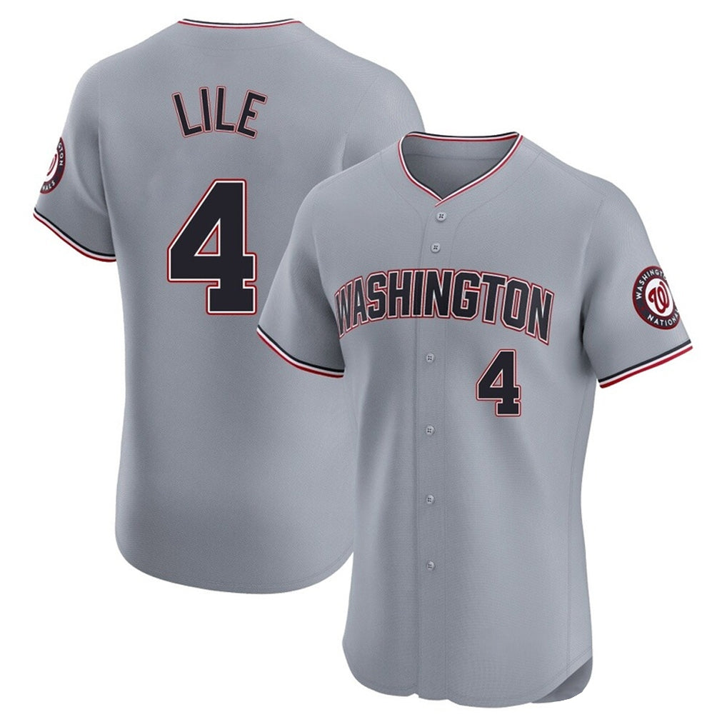 Blackjersey W.Nationals #4 Daylen Lile Player Gray Alternate Elite Stitched Jerseys