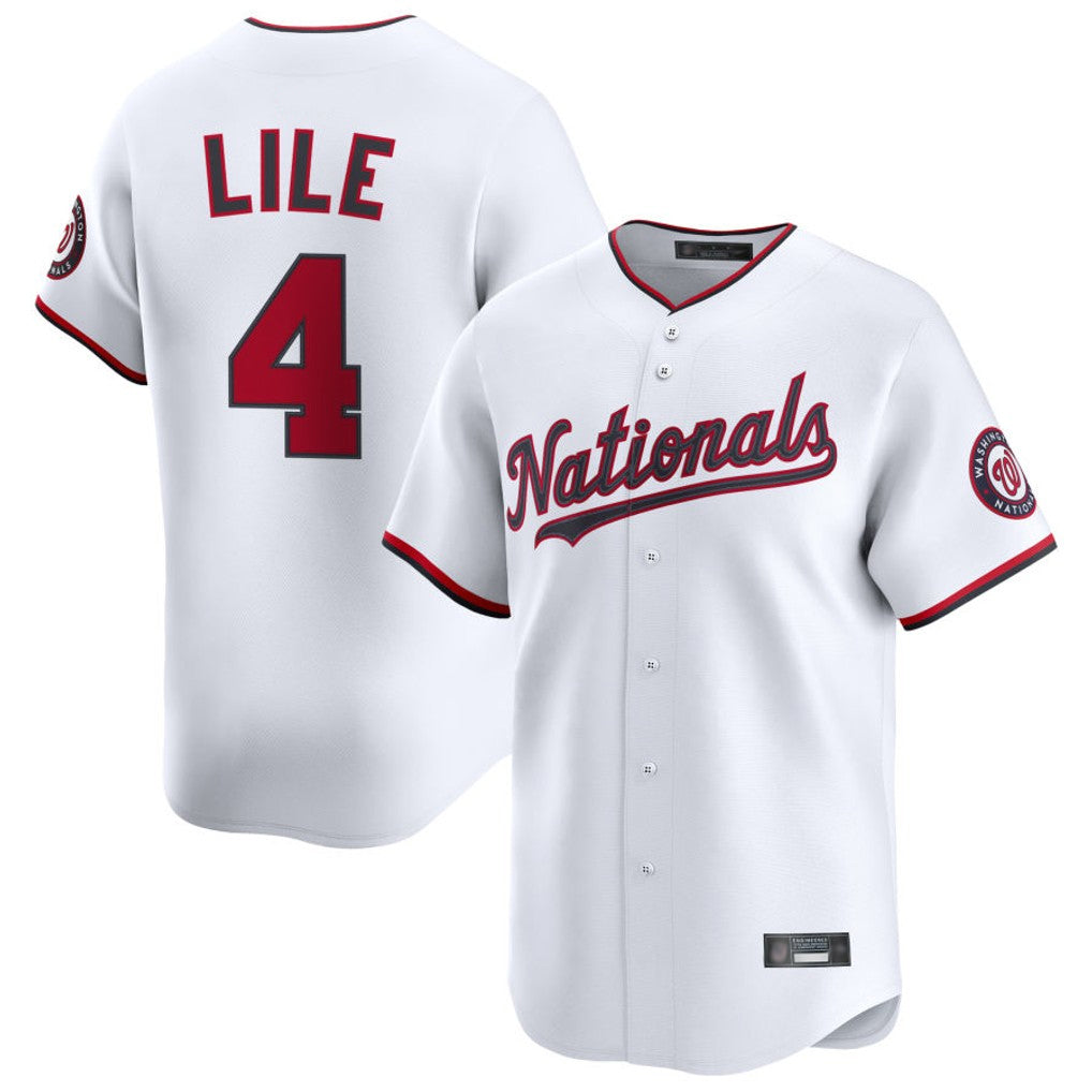Blackjersey W.Nationals #4 Daylen Lile Player White Alternate Limited Replica Stitched Jerseys