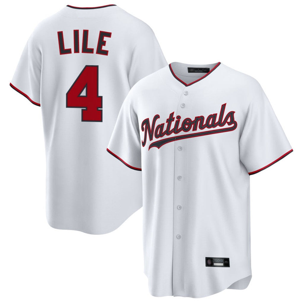 Blackjersey W.Nationals #4 Daylen Lile Player White Replica Game Stitched Jerseys
