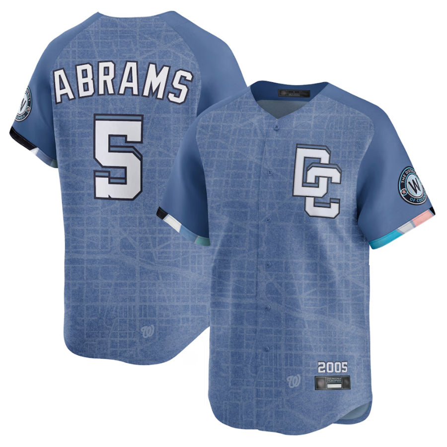 Blackjersey W.Nationals #5 CJ Abrams Player Blue City Connect Limited Stitched Jerseys