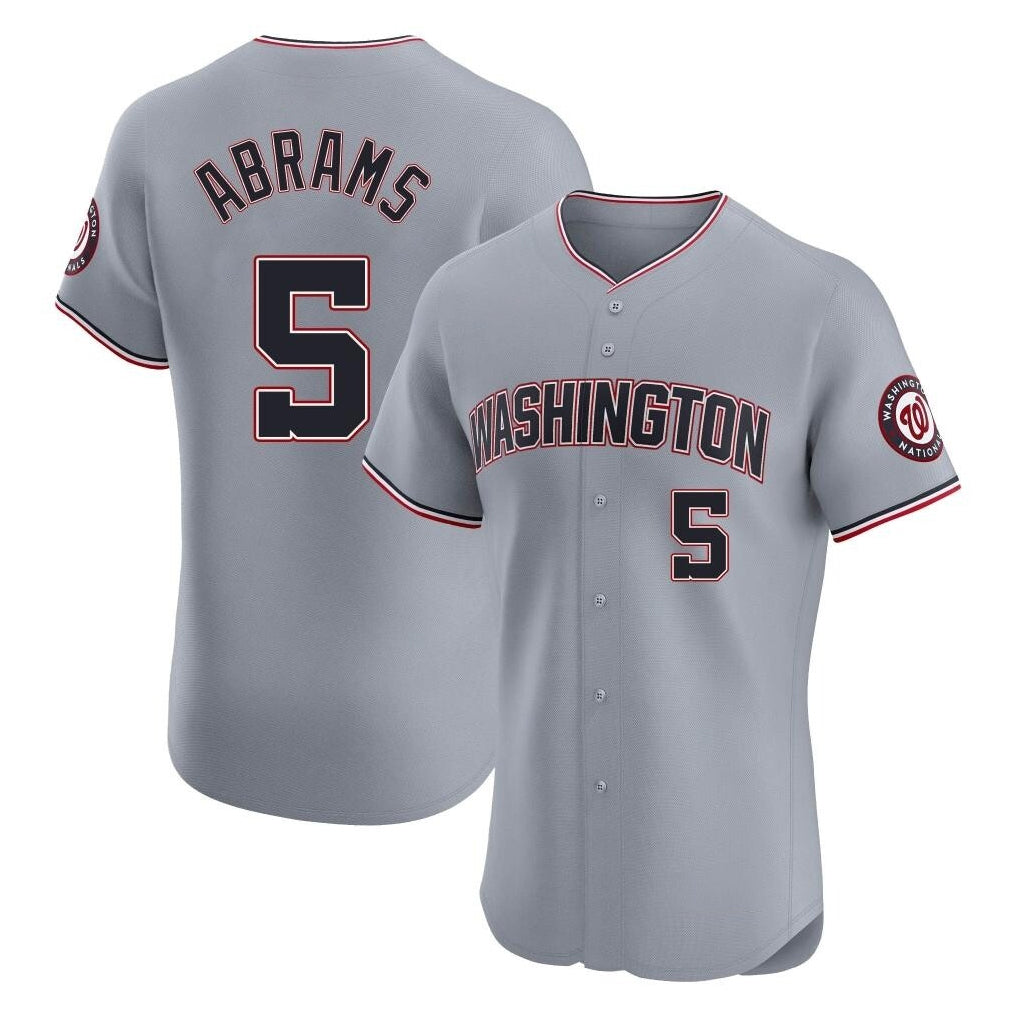 Blackjersey W.Nationals #5 CJ Abrams Player Gray Elite Road Replica Stitched Jerseys