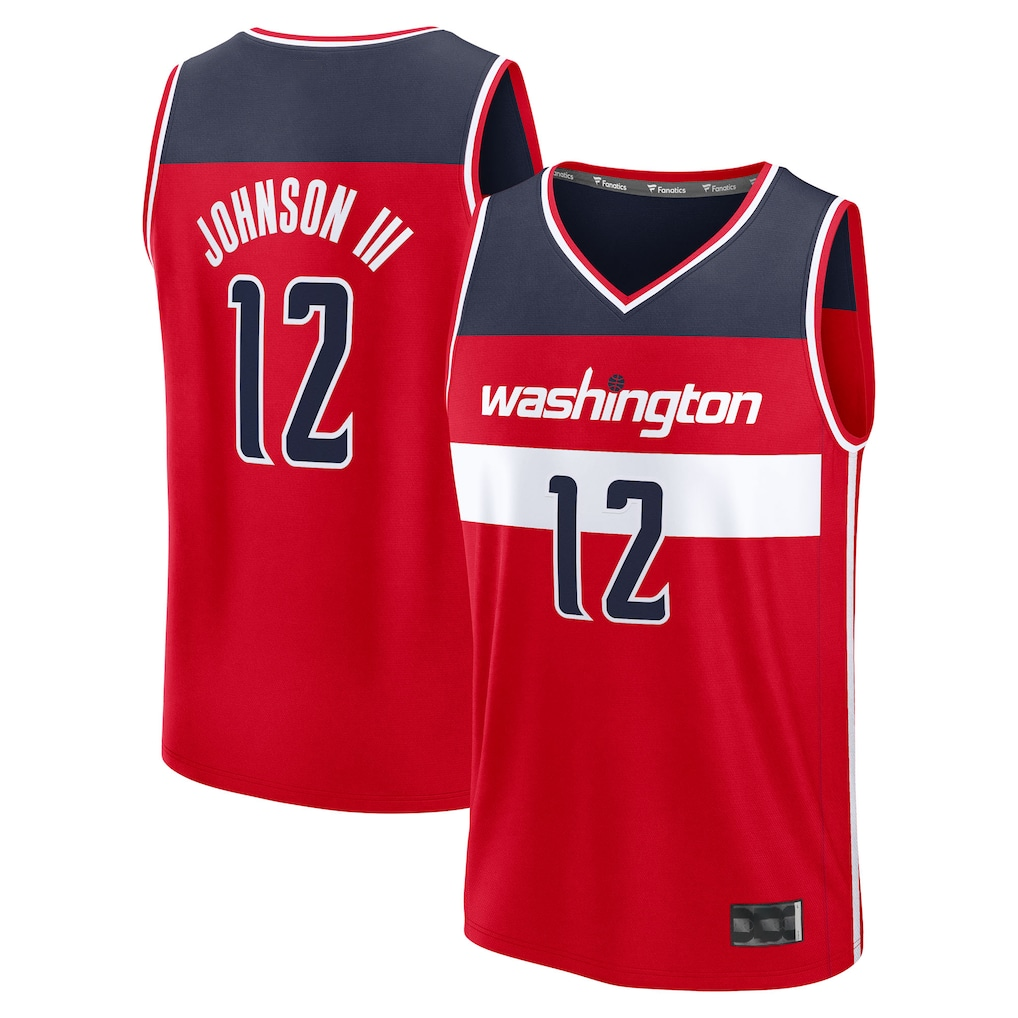 Blackjersey W.Wizards #12 Tre Johnson III Red 2025  Draft First Round Pick Fast Break Replica Jerseys - Icon Edition