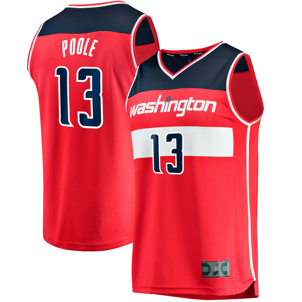 Blackjersey W.Wizards #13 Jordan Poole Red Fast Break Player Jerseys - Icon Edition