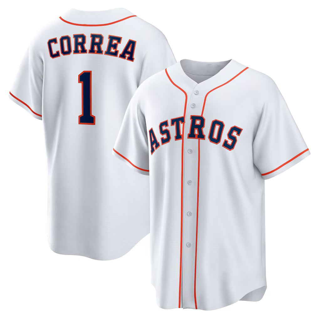 Blackjersey Houston Astros #1 Carlos Correa White  Home Replica Jersey