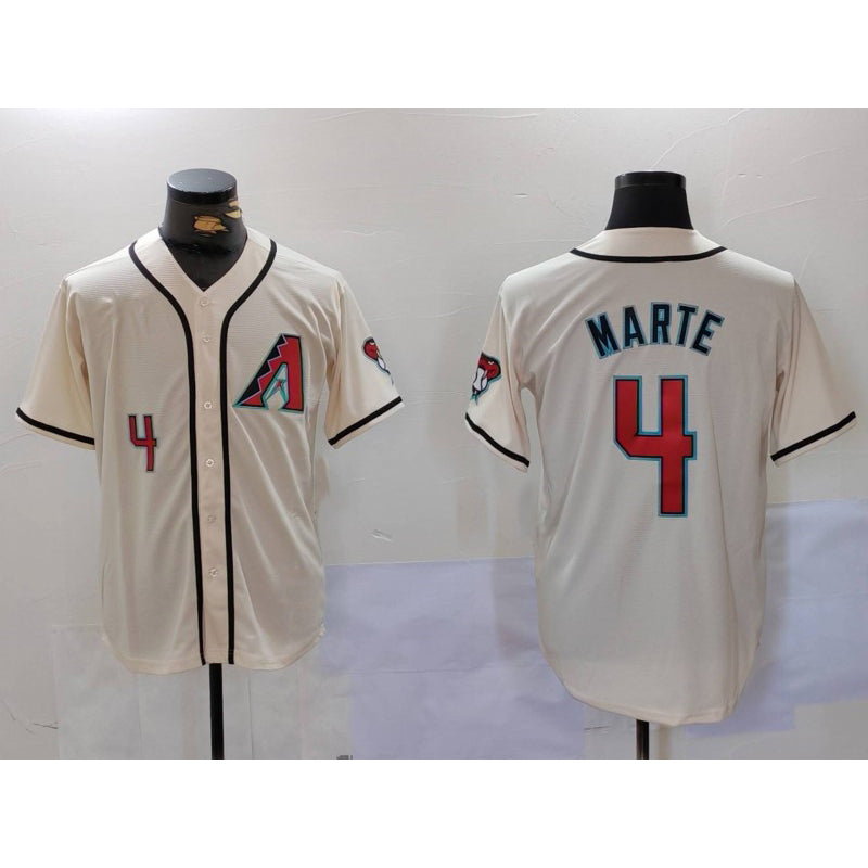 BlackjerseyArizona Diamondback #4 Ketel Marte Number Cream  Cool Base Limited Stitched Jersey