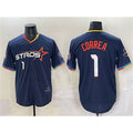 Blackjersey Houston Astros #1 Carlos Correa Navy  2025 City Connect With Texas Patch Limited Stitched Jersey