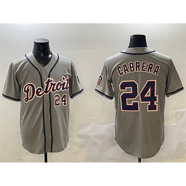 Blackjersey Detroit Tigers #24 Miguel Cabrera Gray  Cool Base Stitched Jersey