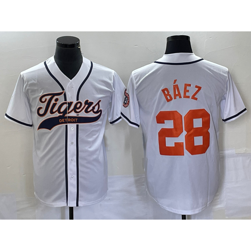 Blackjersey Detroit Tigers #28 Javier B¨¢ez  White Cool Base Stitched Jersey