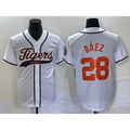 Blackjersey Detroit Tigers #28 Javier B¨¢ez  White Cool Base Stitched Jersey