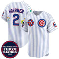 BlackjerseyChicago Cubs #2 Nico Hoerner White  2025 Tokyo Series Limited Stitched Jersey