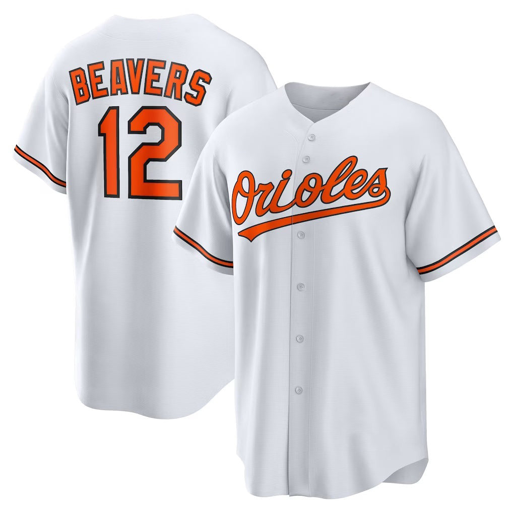 BlackjerseyBaltimore Orioles #12 Dylan Beavers White  Home Replica Jersey