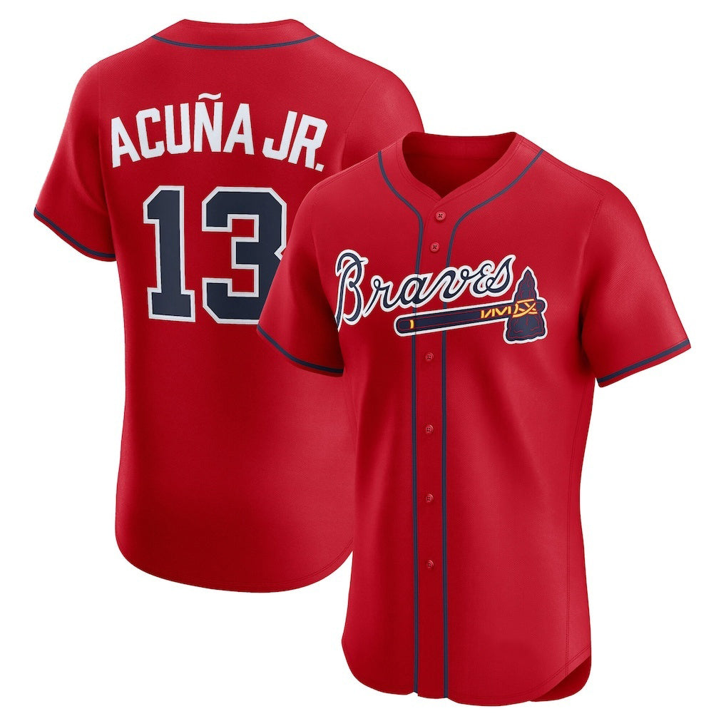 BlackjerseyAtlanta Braves #13 Ronald Acu?a Jr. Red  Alternate 2 Elite Jersey